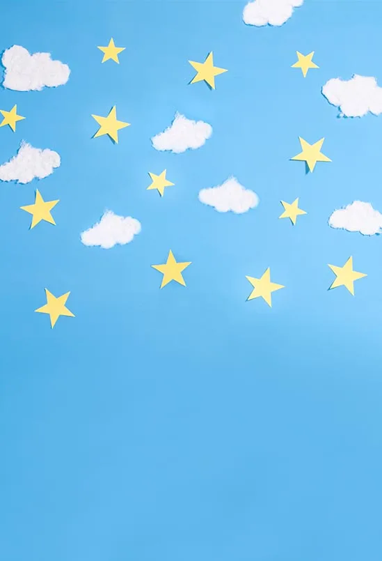 Blue Photo Background Backdrop 3x5 White Clouds Twinkle Stars Photography Neworn Baby Shows Photoshoot Props | Электроника