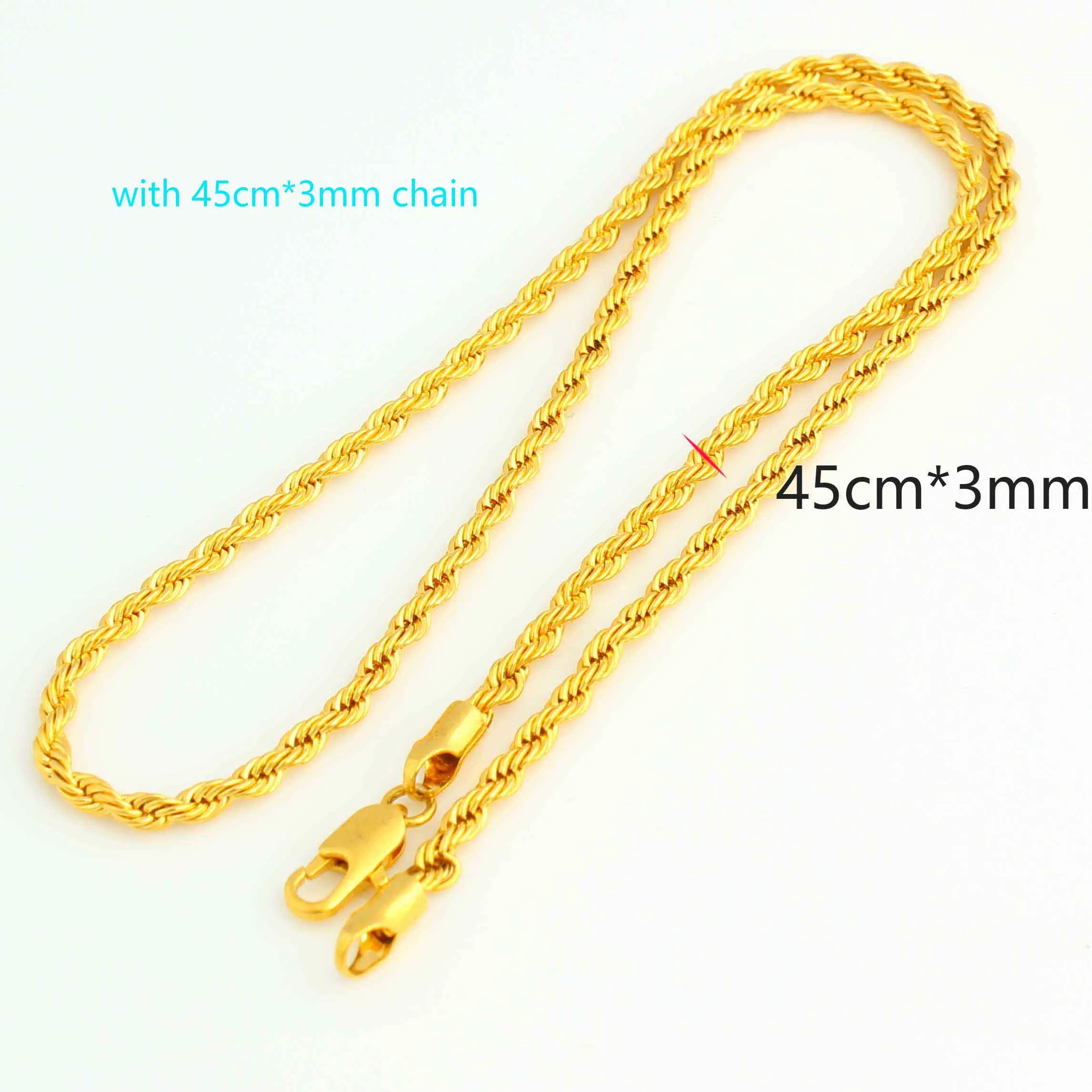 with 45cmX3mm chain Adixyn серьги/ожерелье/кулон/Кольцо/шпилька/Hairchain набор украшений для женщин золотой цвет/медь эфиопские свадебные подарки N030515 - Окраска металла: with 45cmX3mm chain