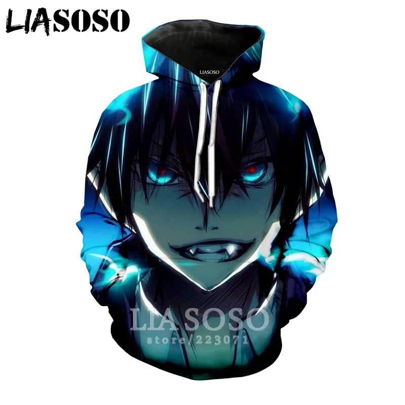 LIASOSO новинка зимы 2019 Мужская и Женская толстовка с 3D принтом аниме синий