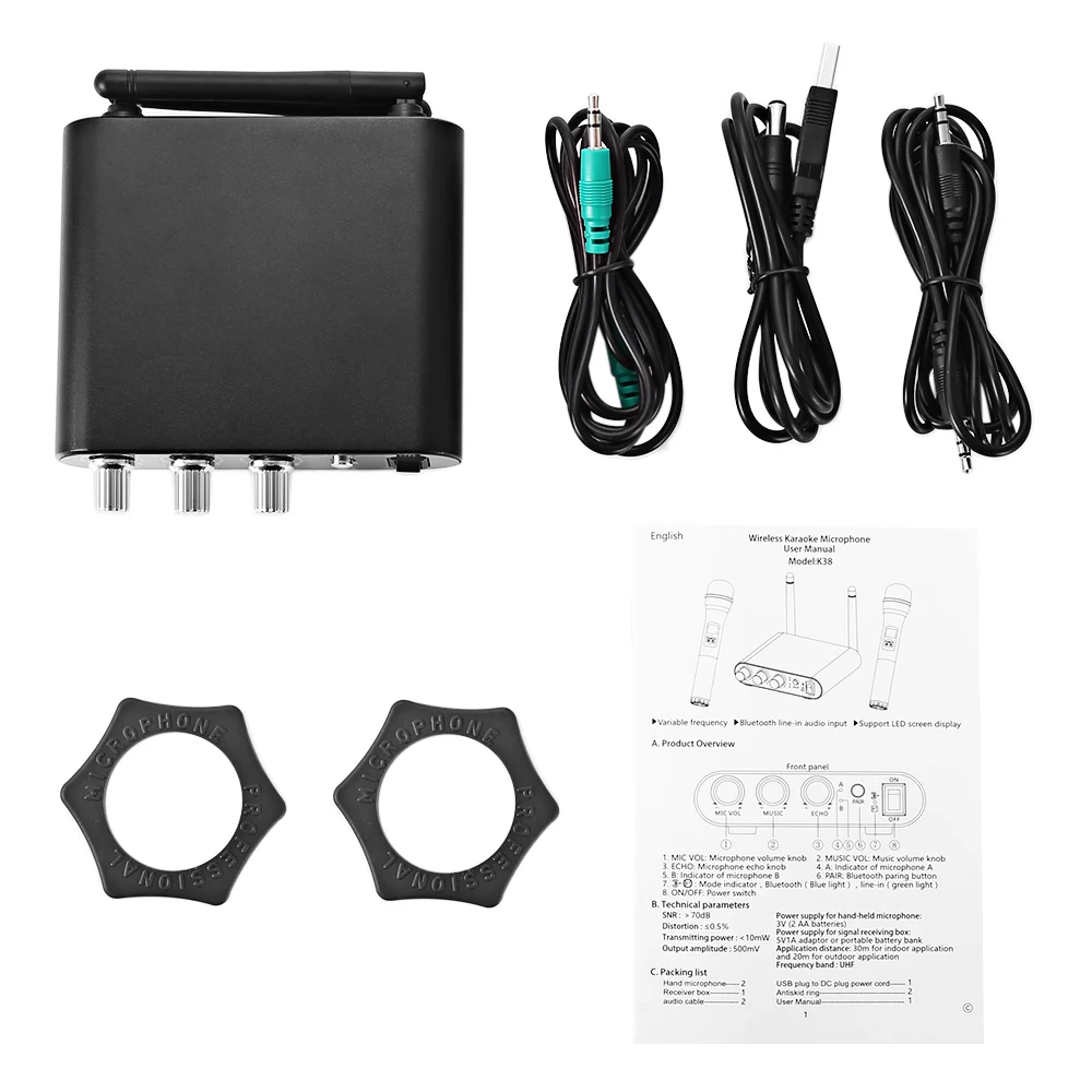 Mesuvida K38 2 шт. UHF Беспроводной микрофон Bluetooth для IOS Android широкий Совместимость