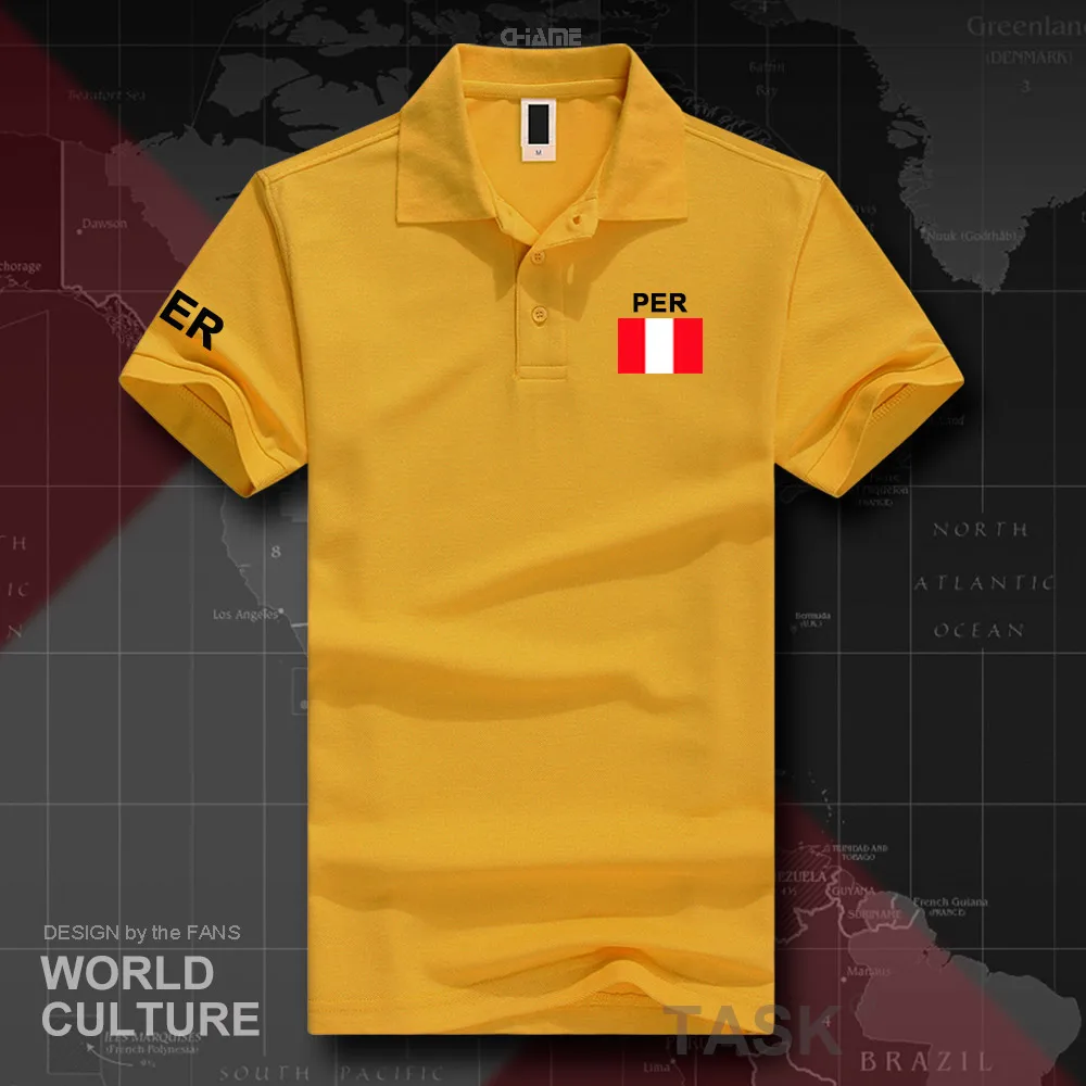 Перуанские рубашки-поло с коротким рукавом для мужчин белые брендовые принтом