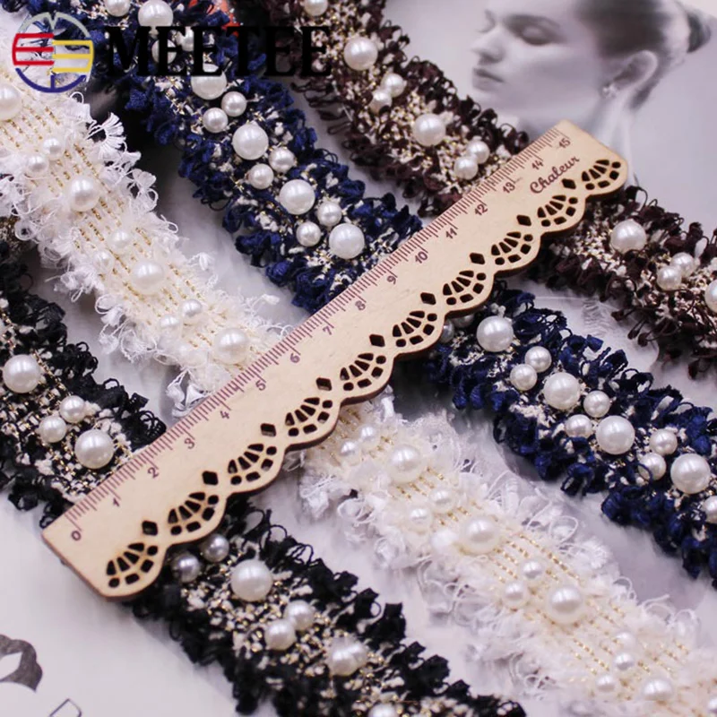 Meetee 4Meters 3cm Webbing Beaded Lace DIY Handmade Accessories Bow Clothing Trim for Curtains Bags Dress Ribbions BD235 | Дом и сад