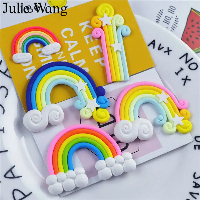 Julie Wang 10 шт. случайно Смешанная Полимерная глина Радужный слайм из смолы подвески