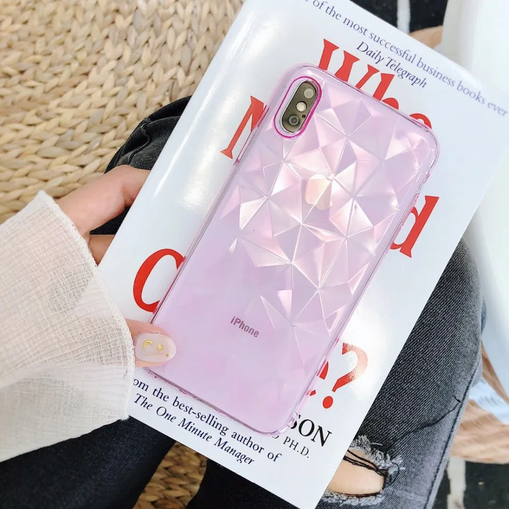 Роскошный прозрачный мягкий чехол из ТПУ с 3D бриллиантами для iPhone 6 S 7 8 Plus X XR XS MAX