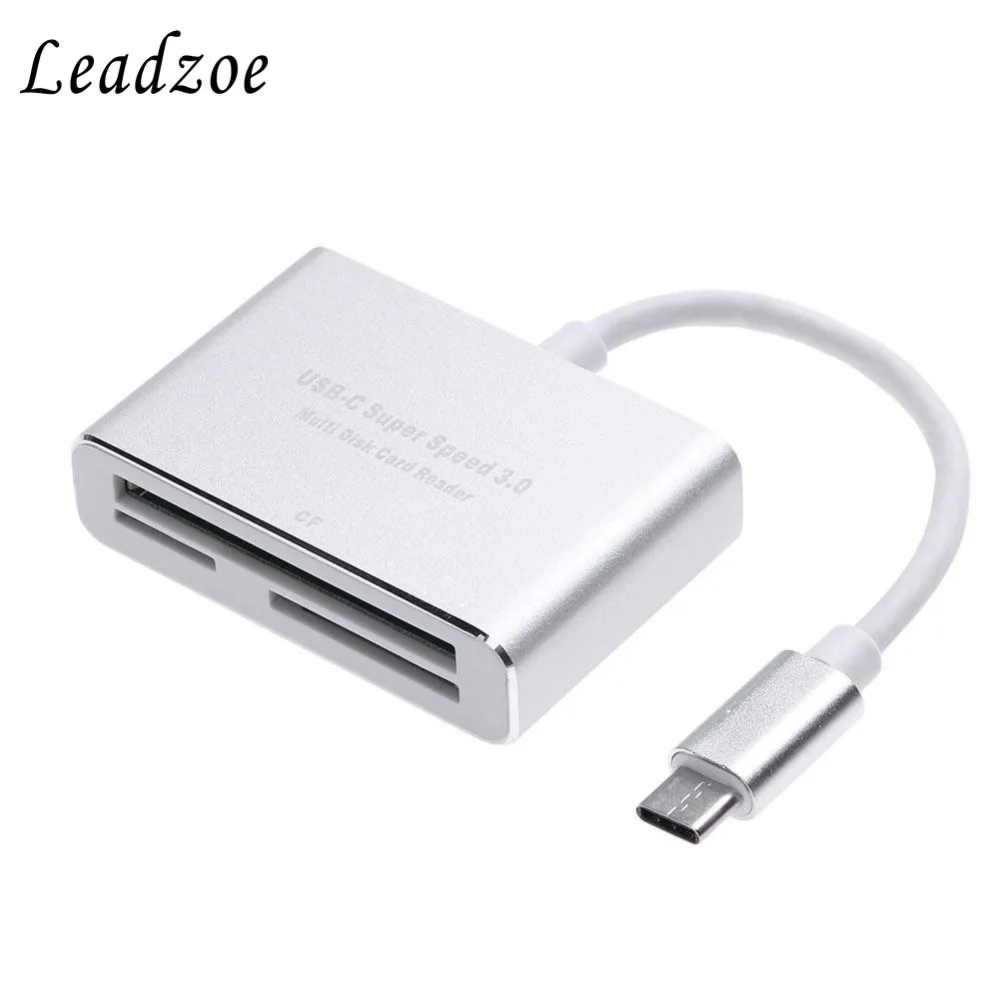 USB C 3 0 кард ридер Leadzoe алюминиевый тип слотный флеш для CF/SD/TF Micro SD/MD/MMC/SDHC/SDXC