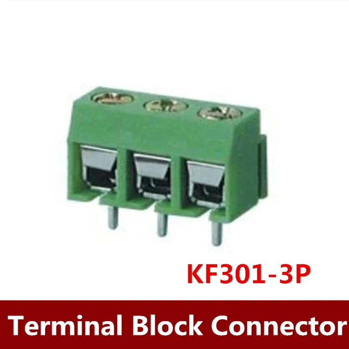 1000PCS/LOT    PCB Screw Terminal Block Connector, KF301-3P pitch:5.08MM/0.2inch, Green, 5mm, KF301 3Pins