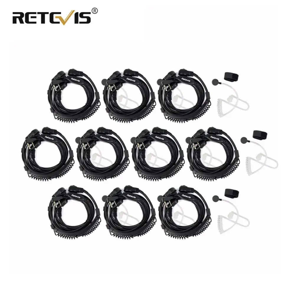 

10pcs Flexible Throat Mic Headphones For Walkie-talkie Throat Micropnone For Kenwood Baofeng UV 5R UV-82 Retevis H777 RT5 RT22