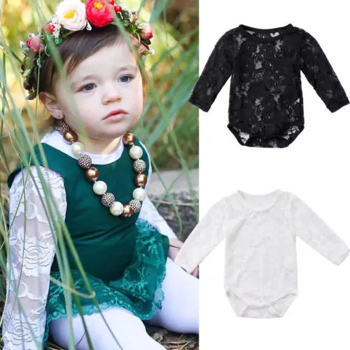 Детский кружевной боди с длинным рукавом на возраст 0 18 месяцев|bodysuit long|baby bodysuit long