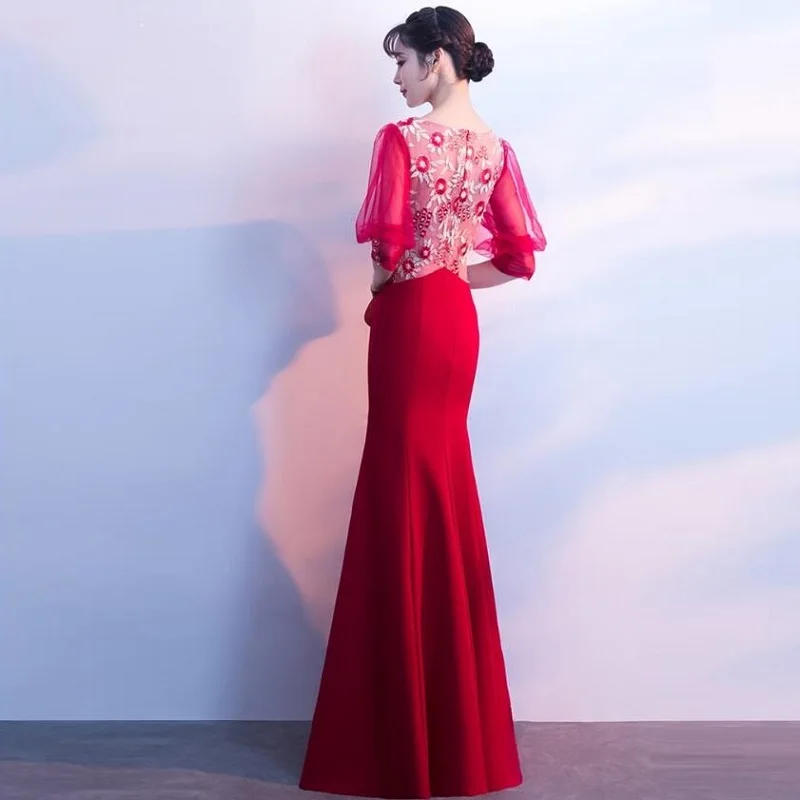 Женское платье Русалочка длинное красное для свадебной вечеринки 2019 TS1508|Платья