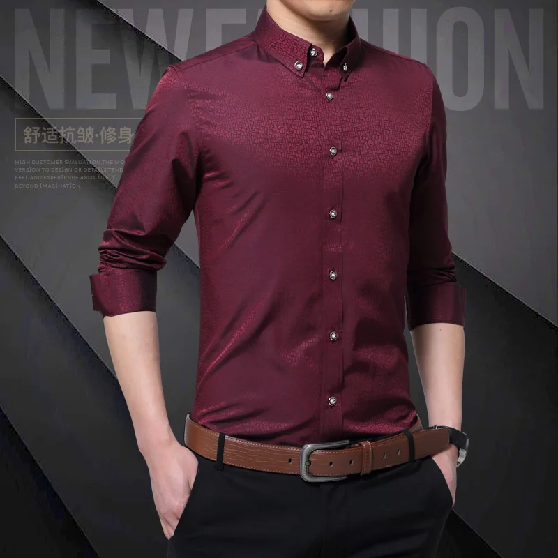 Новая брендовая мужская рубашка высокого качества приталенная Повседневная