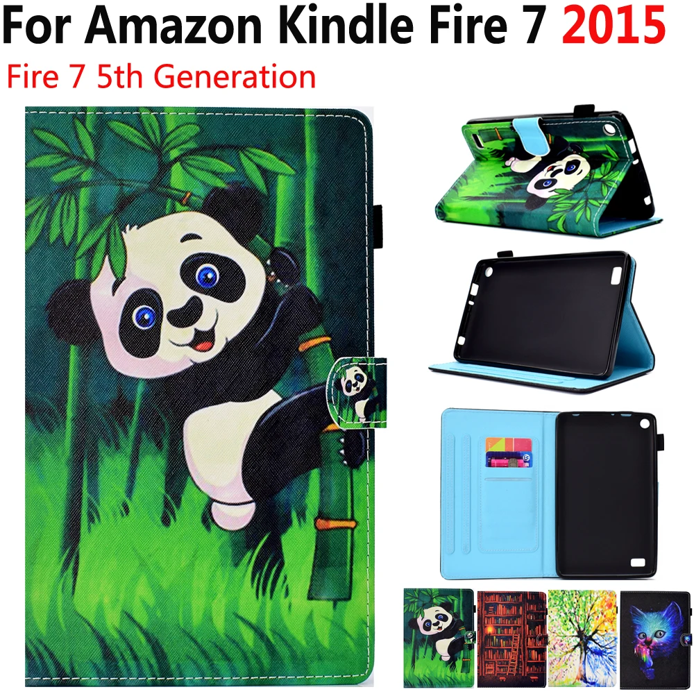 Чехол с пандой для Amazon Fire 7 2015 5 го поколения высокое качество полный защитный флип
