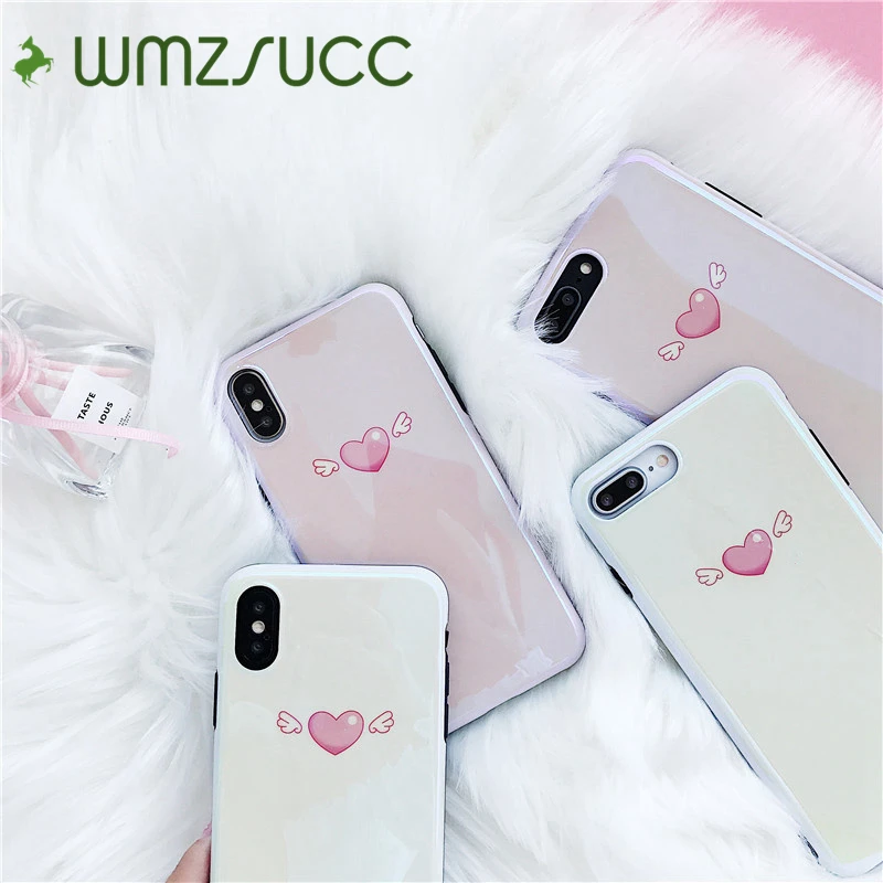 Wmzsucc синий луч света милые сердцу крыло мягкий чехол для телефона iPhone 6 6S 7 8 Plus