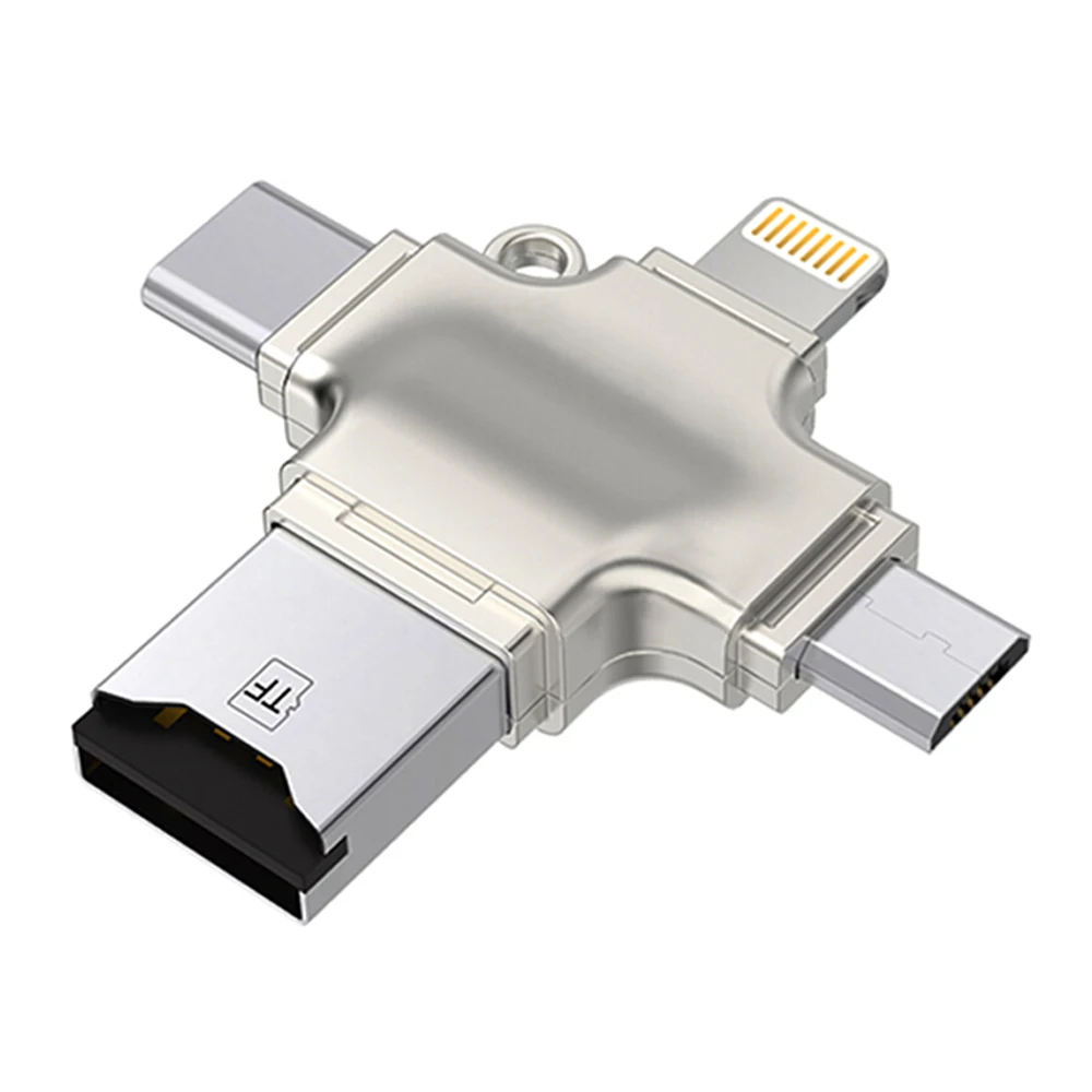Wihoo 4 в 1 SD кард-ридер Тип usb-c/Micro usb OTG TF/SD кард-ридер для Android и ПК, Iphone устройство чтения карт памяти