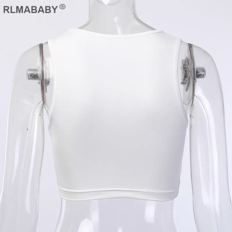 RLMABABY/сексуальный белый короткий топ для женщин Летний Пляжный без рукавов с