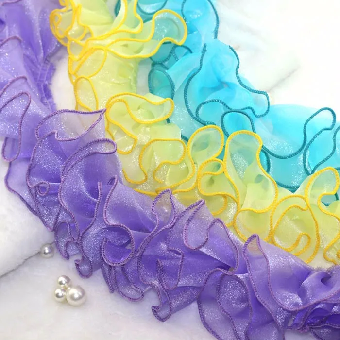 3 ярда/партия кружевная ткань ручной работы с оборками|Кружево| |