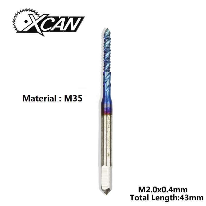 HSSM35-M2x0.4 Винтовой кран XCAN HSS из стали с титановым покрытием, спиральный метрический резьбовой кран M2/M2.5/M3/M3.5/M4/M5/M6, ручной кран TR - Цвет: HSSM35-M2x0.4