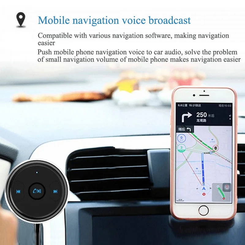 JaJaBor Bluetooth Car Kit Handsfree Calling AUX 3.5MM Music Audio Player Bluetooth Audio Adapter Music Receiver with USB Power