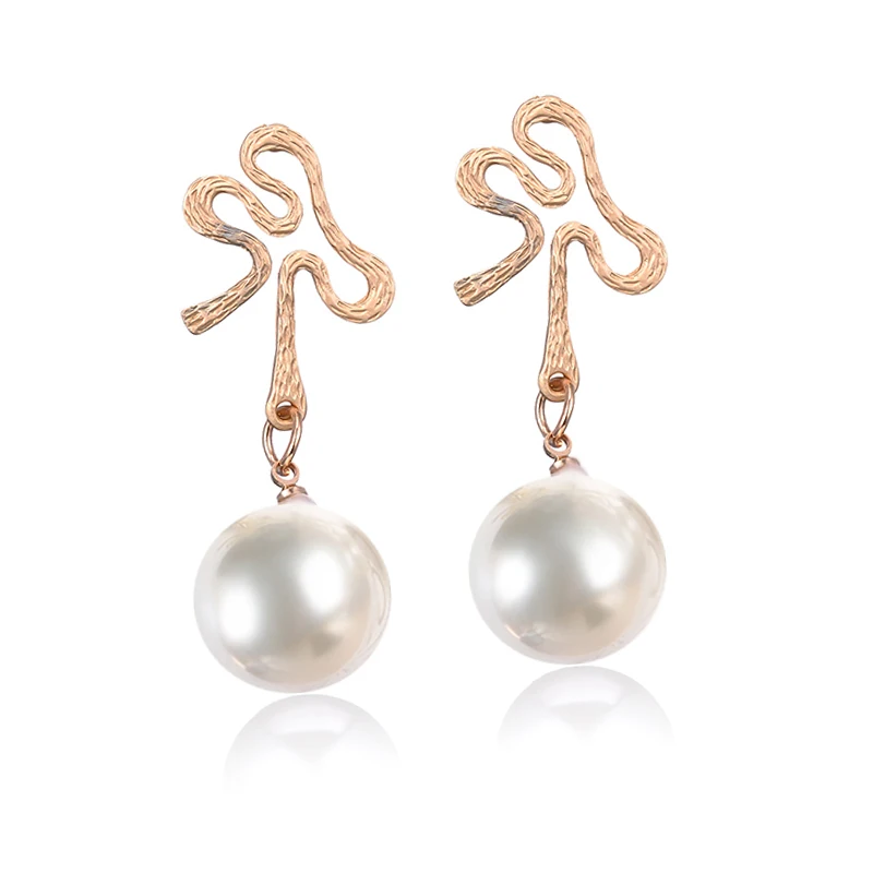LUBOV Imitation Big Pearl Pendant Elegant Drop Earrings Irregular Gold Color Metal Dangle Personality Women Jewelry | Украшения и