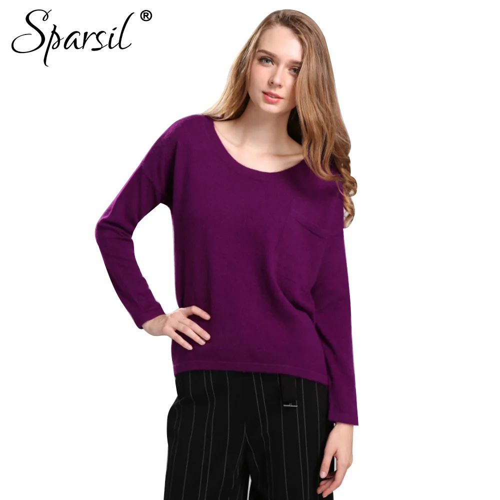 Женский Повседневный теплый пуловер из ангорской шерсти Sparsil вязаный свитер с