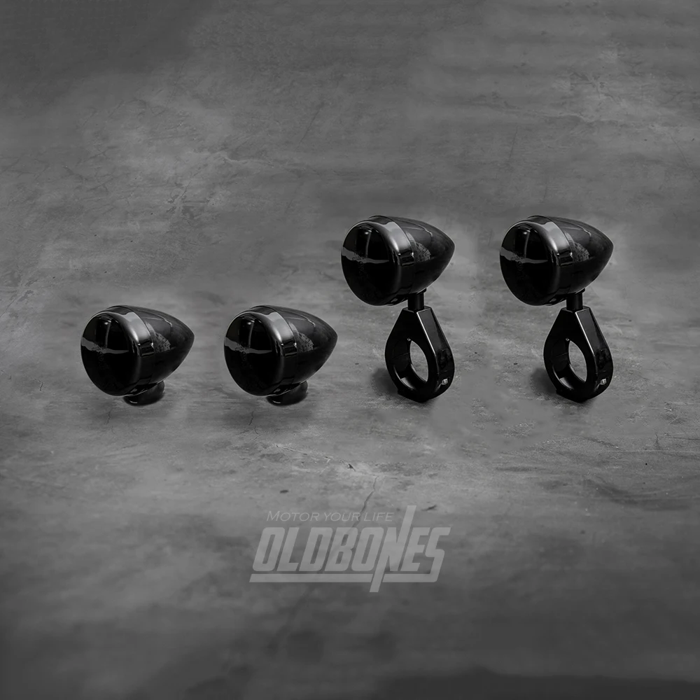 

OLDBONES Cafe Racer Retro Motorcycles Bullet Motorcycle Turn Signal LED Light Indicators Blinkers Amber Yellow Light 4 Pcs