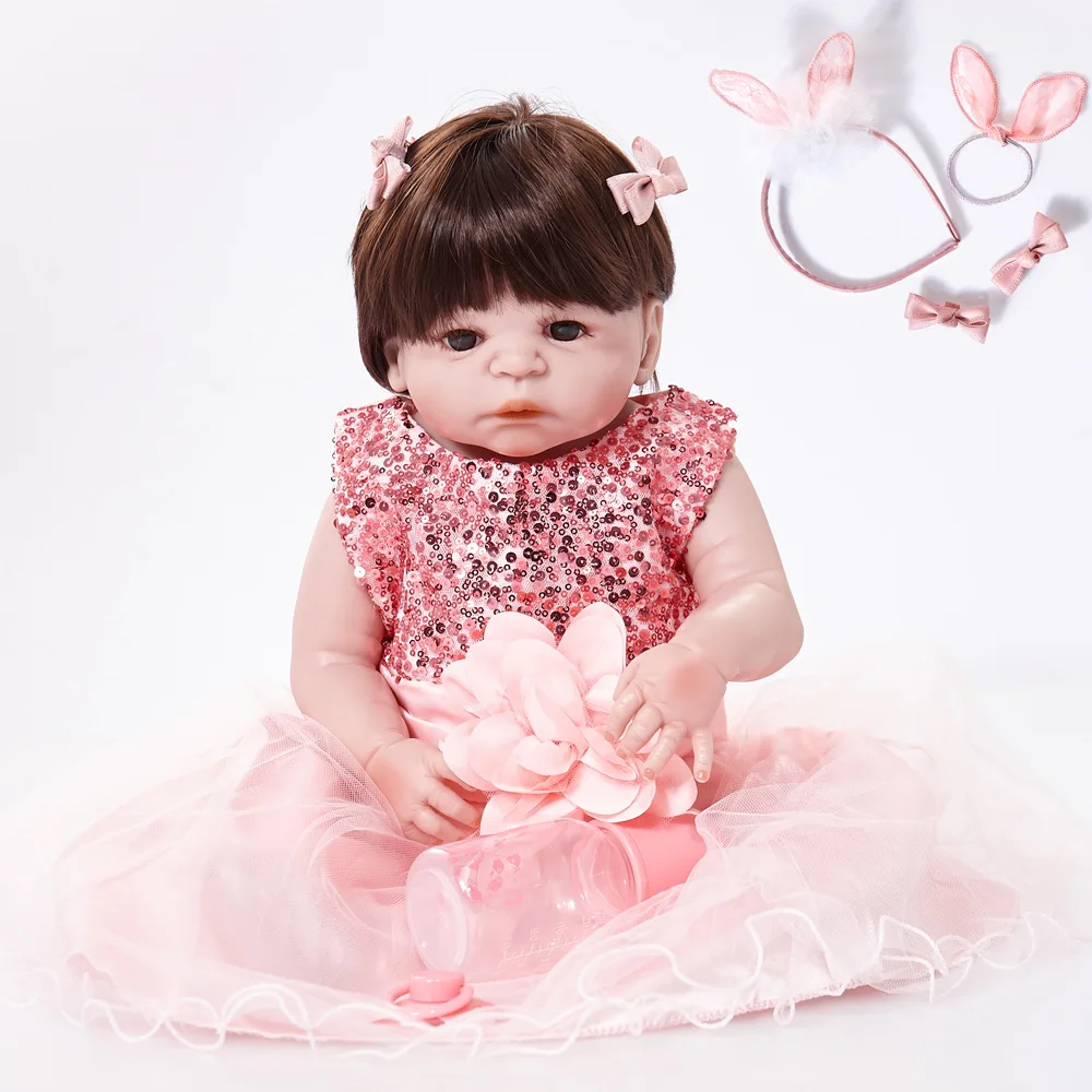 Силиконовая кукла Bebe Reborn для новорожденных 22 дюйма виниловая Реалистичная