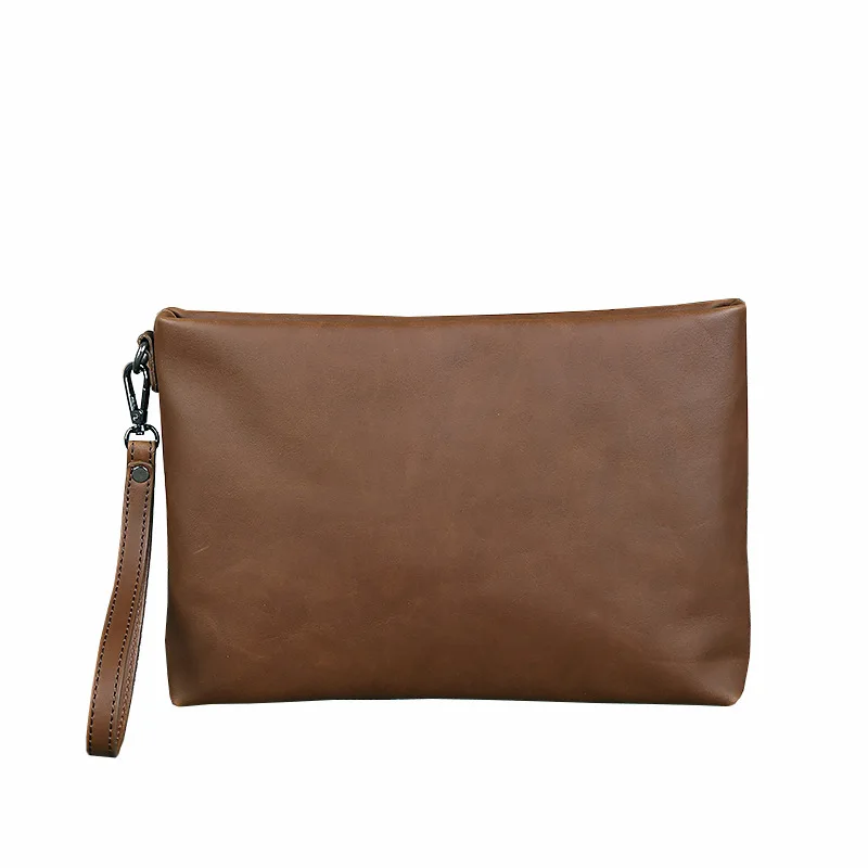 

Vintage Day Clutches Crazy horse Leather Men Wallet Clutch Bag Business Handbag Men Purse Simple Clutch Purse Men Large Capacity