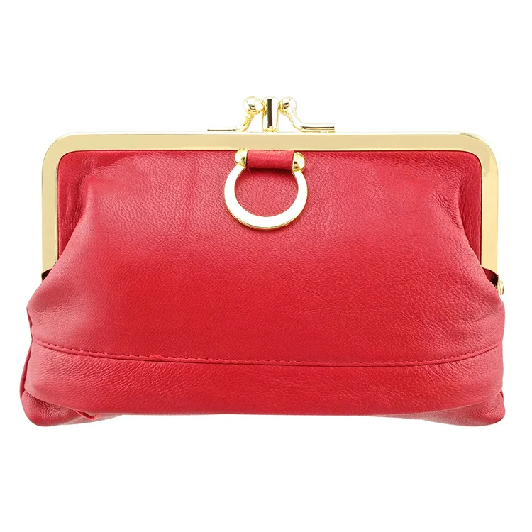 red034 NICOLE& CO Кошелек для монет из натуральной кожи кошелек из овечьей кожи с металлическим замком Держатель для карт кошелек на молнии Маленькая женская сумка - Цвет: red034