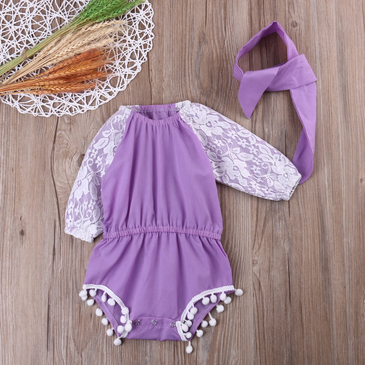 Детские Обувь для девочек детские кружевные Длинные рукава Боди Наряд Одежда в