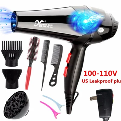 Yaqiang Pro 3000W 110/220V Фен синий светильник анион Керамика ионной быстрой укладки волос фен для волос моторный накопитель переменного тока для салонного и домашнего Применение Фен - Цвет: 110V