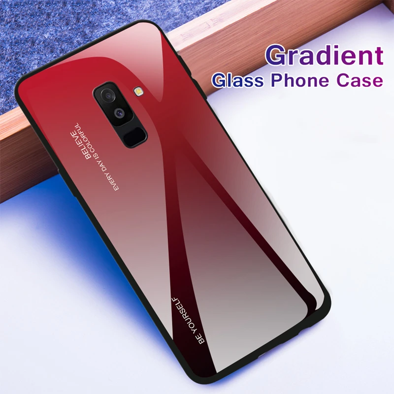 Стекло чехол для samsung Galaxy A7 A8 2018 закаленное A5 2017 A6 плюс A9 Чехол мобильного телефона