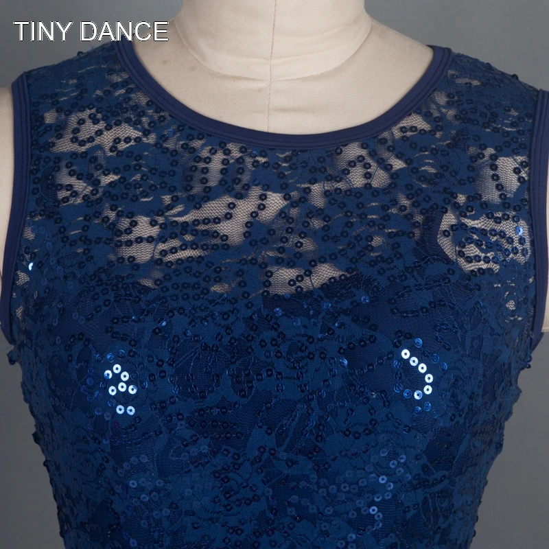 Темно синее трико с блестками кружевное и Сетчатое платье для балета Лирический