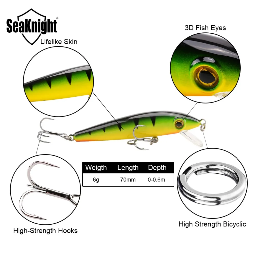 SeaKnight SK012 1 шт. Высококачественная рыболовная приманка 6 г 7 см 0 м жесткая для