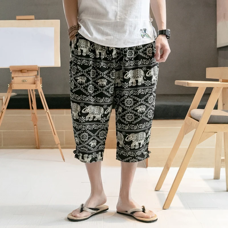 5XL шаровары мужские 2019 летние хлопковые льняные винтажные мешковатые джоггеры