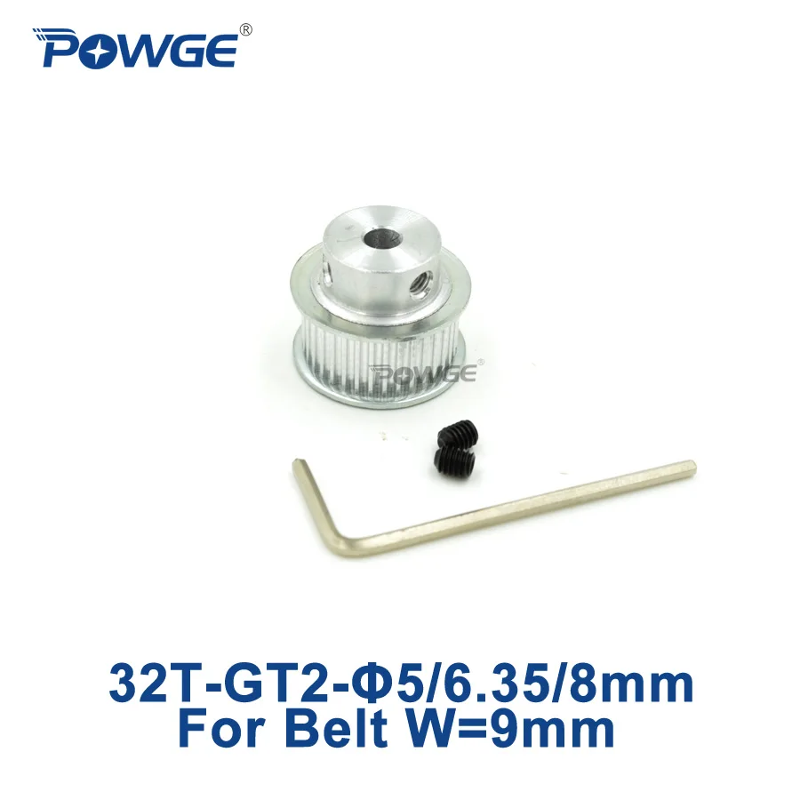 1 шт. синхронный шкив POWGE 32 2 м Гт диаметр 5 мм 6 35 8 ширина 9 мм|pulley bore|2gt pulleygt2 pulley |