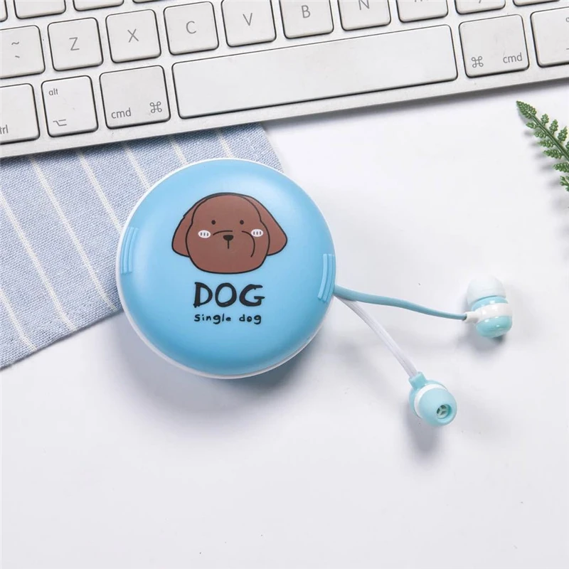 Cute 3.5MM Wired Earphones Stereo Sports Headset With Earphone Storage Box Set For Smartphone | Электроника