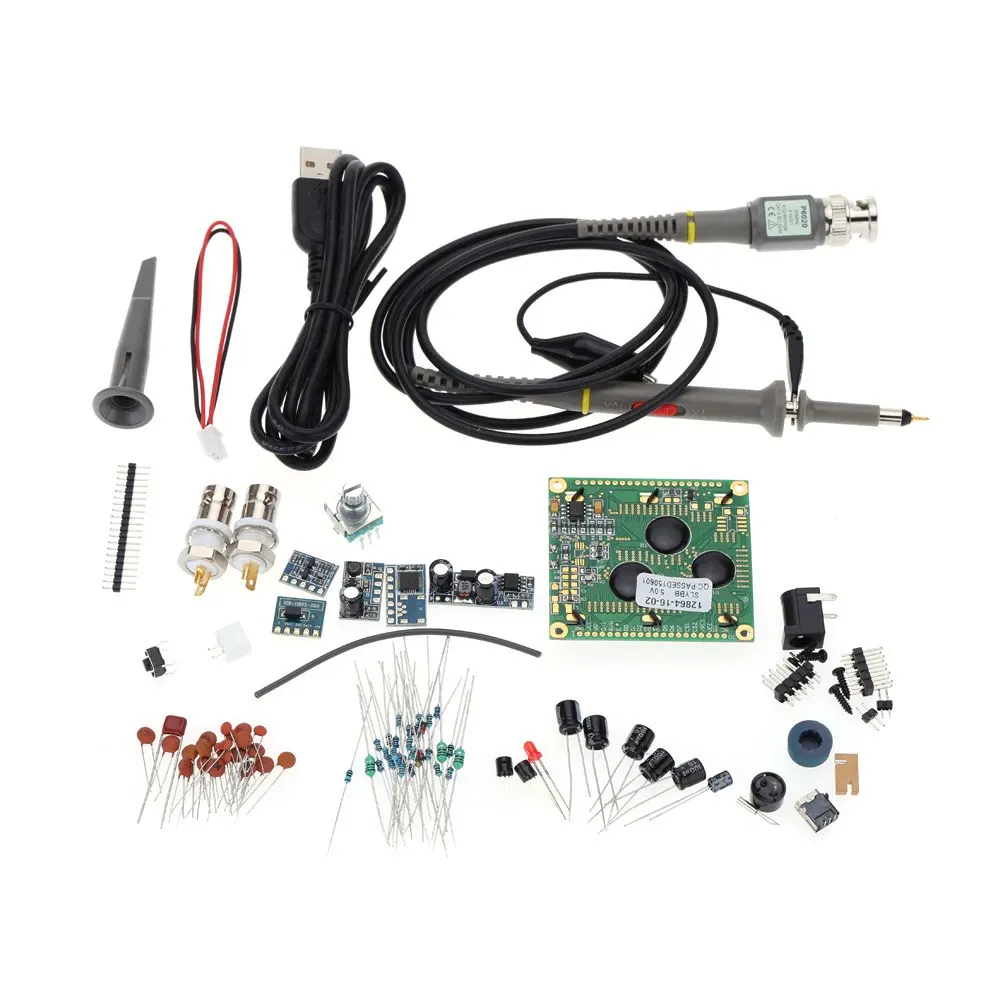 ЖК-цифровой осциллограф/измеритель частоты DIY Kit с профессиональным BNC зондом USB