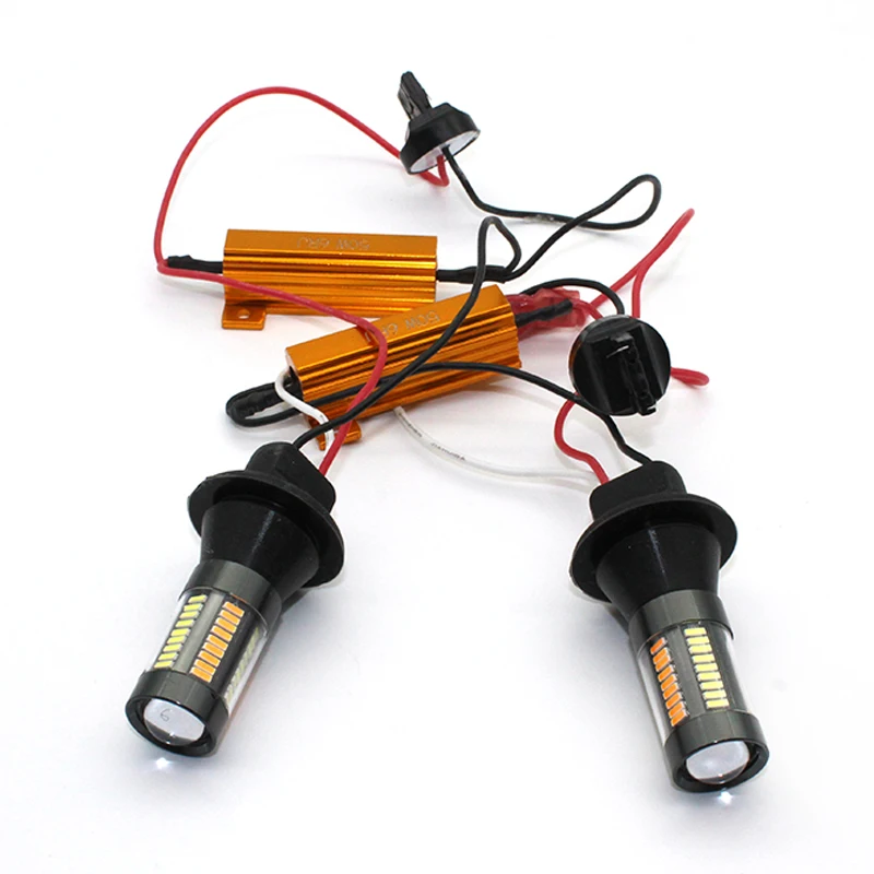 MON-SU авто светодиодный 1156 BAU15S P21W BA15S T20 7440 4014 66SMD DRL Дневной ходовой светильник белый
