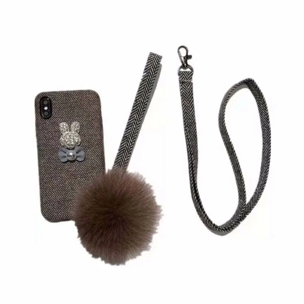 Retro 3D Rabbit phone cases For iPhone X 8 8plus 7 7Plus 6 6plus sweet style for XSmax XS XR Plush pendant | Мобильные телефоны и