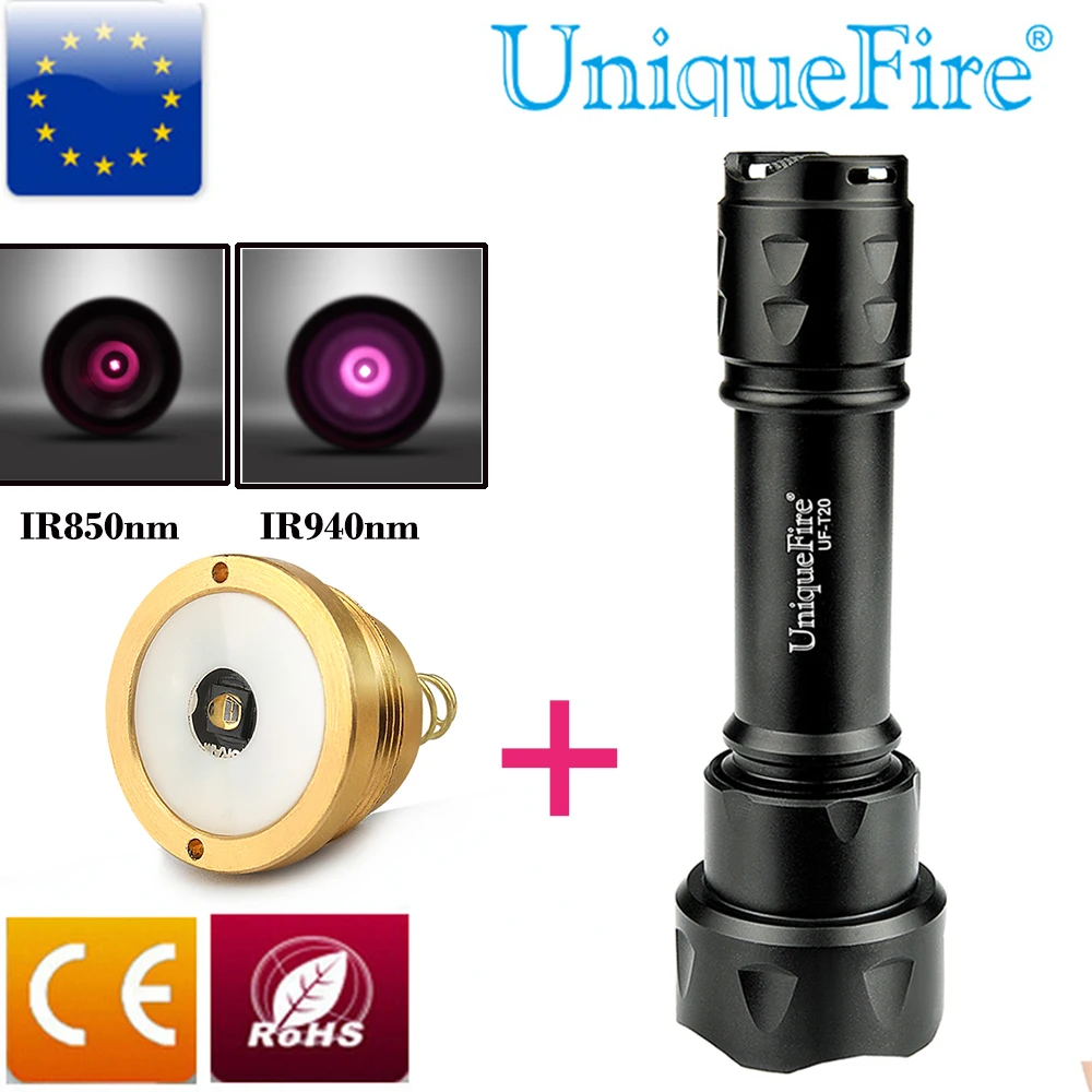

UniqueFire T20 IR 940nm LED MINI Flexible Hunting Illuminator Zoomable Falshlight+IR 850nm Lamp Holder For Night Using