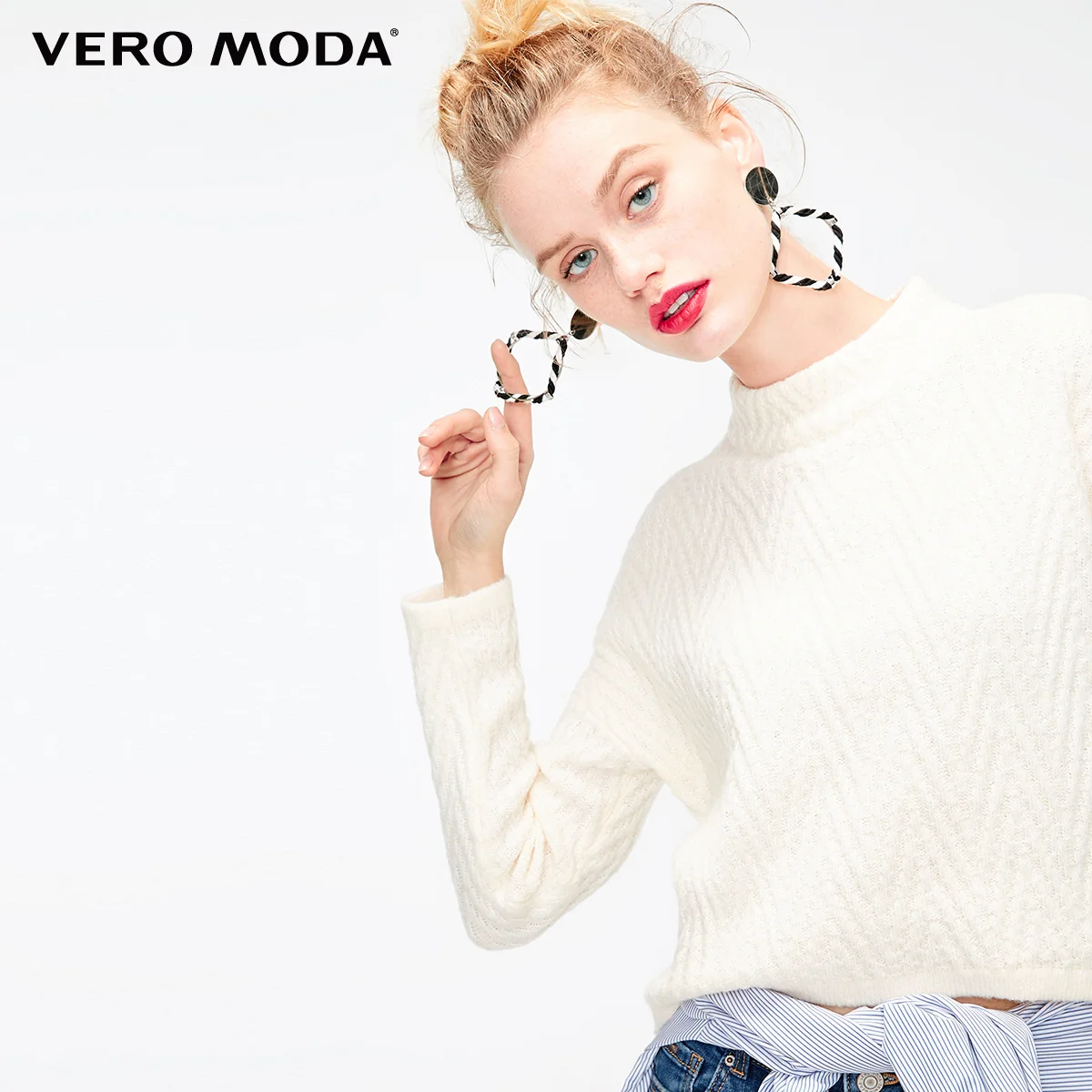 Eggnog Vero Moda новые женские свитер женский ребристые круглый вырез водолазка нерегулярные подол чистый трикотаж | 318413614 - Цвет: Eggnog