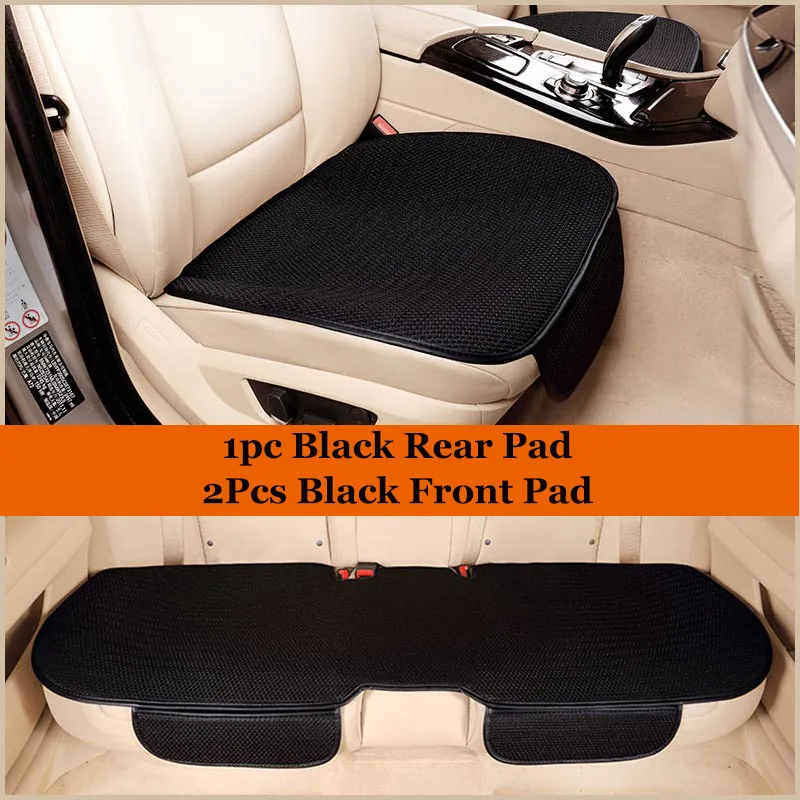 Black 2Rear x 1Front Auxmart сиденья спереди заднего сиденья Лен дышащий комфорт универсальное автокресло протектор мат автомобильной ногами коврик - Название цвета: Black 2Rear x 1Front