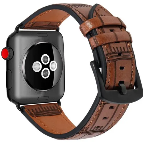 brown Хохлатый кожаный ремешок для Apple Watch band 44 мм 40 мм correa Iwatch Series 4 модный бамбуковый браслет ремешок для часов - Цвет ремешка: brown
