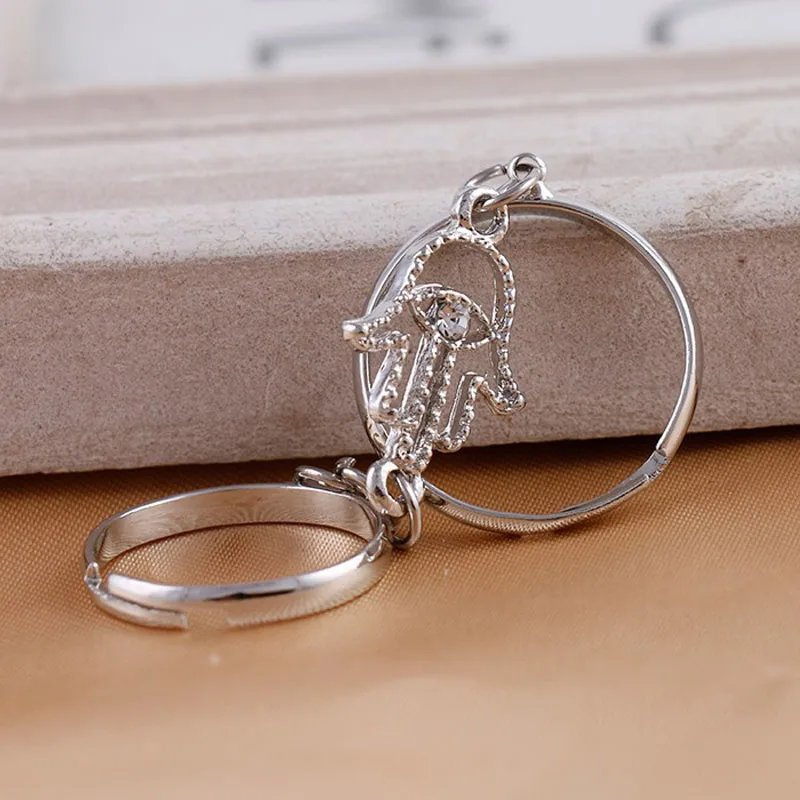 Женское Винтажное кольцо Fatima золотое/серебряное с кисточками и кристаллами 2