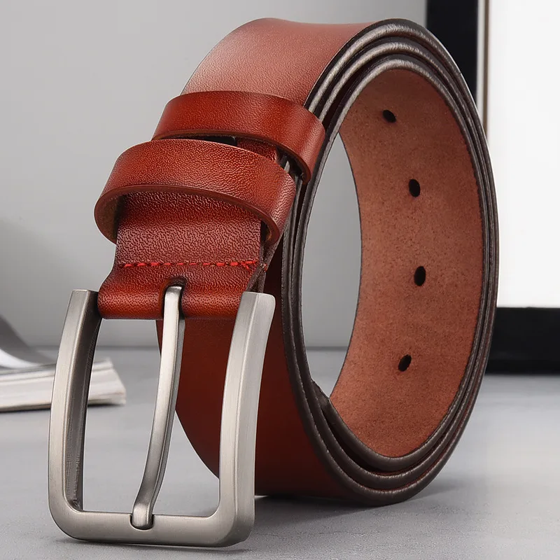 DS802 Brown DINISITON мужской кожаный ремень из натуральной кожи, мужской ремень высокого качества из воловьей кожи, фирменный дизайнерский роскошный ремень с пряжкой DS882 - Цвет: DS802 Brown