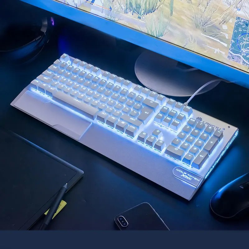 Оригинальная K100 USB Проводная игровая механическая клавиатура для PUBG e-sports клавиатура черный/синий переключатель большая подставка для запястья - Цвет: model 7