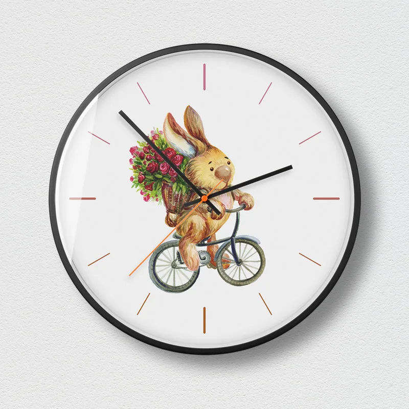 Small animal lovely wind fashion decoration wall clock extremely simple style light luxury silent metal paO39 | Дом и сад