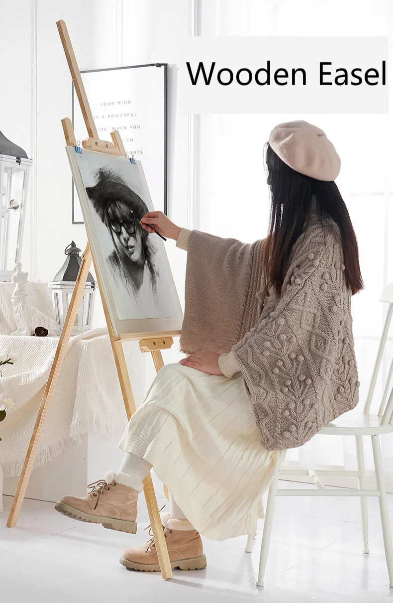 Твердая древесина станковой Caballete Pintura художественная роспись эскиз станковой Caballete Pintura Регулируемый складной мольберт товары для рукоделия для художника