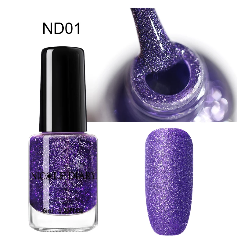 ND01 Nicole Diary 6 мл перламутровый матовый лак с блеском для ногтей мерцающий серебряный золотой лак для Декорирование ногтей Декоративный Лак для ногтей на водной основе - Цвет: ND01