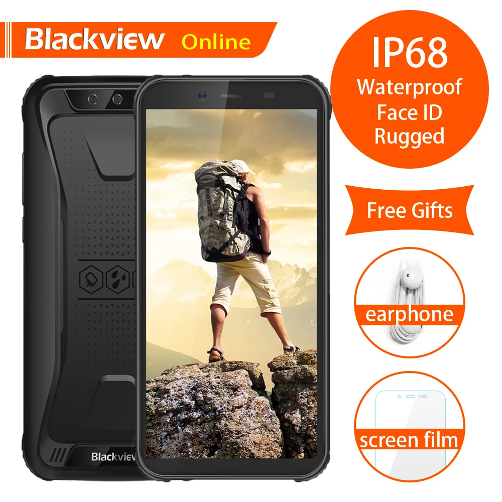 Blackview BV5500 5," IP68 Водонепроницаемый прочный мобильный телефон 2 GB+ 16 GB 18:9 Экран 4400 mAh Android 8,1 Dual SIM 3g жесткие смартфон