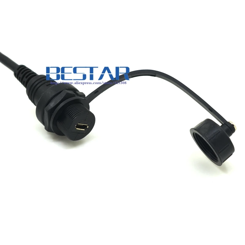 Панельный соединитель Micro USB 2 0 водонепроницаемый кабель IP67 1 м 3 фута 5 контактный
